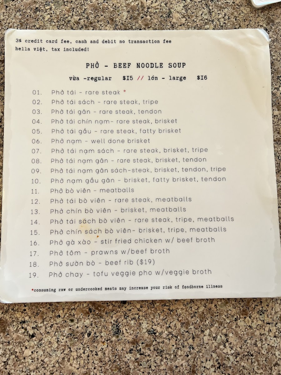 Pho Bac Restaurant Menu - Image 3